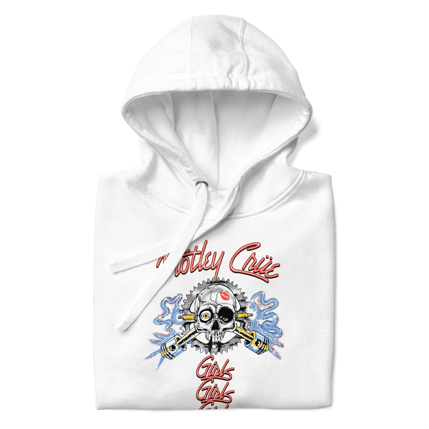 Motley Crue Girl's Skull Classic Mens Officially Licensed Hoodie White