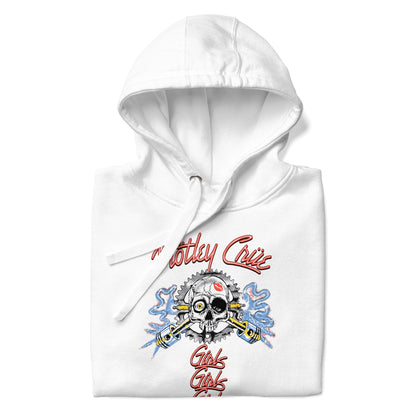 Motley Crue Girl's Skull Classic Mens Officially Licensed Hoodie White