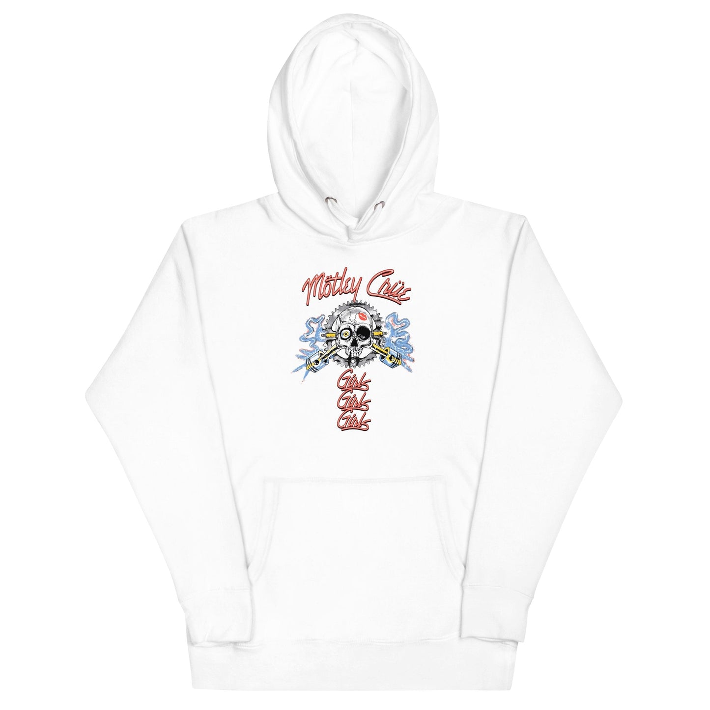 Motley Crue Girl's Skull Classic Mens Officially Licensed Hoodie White