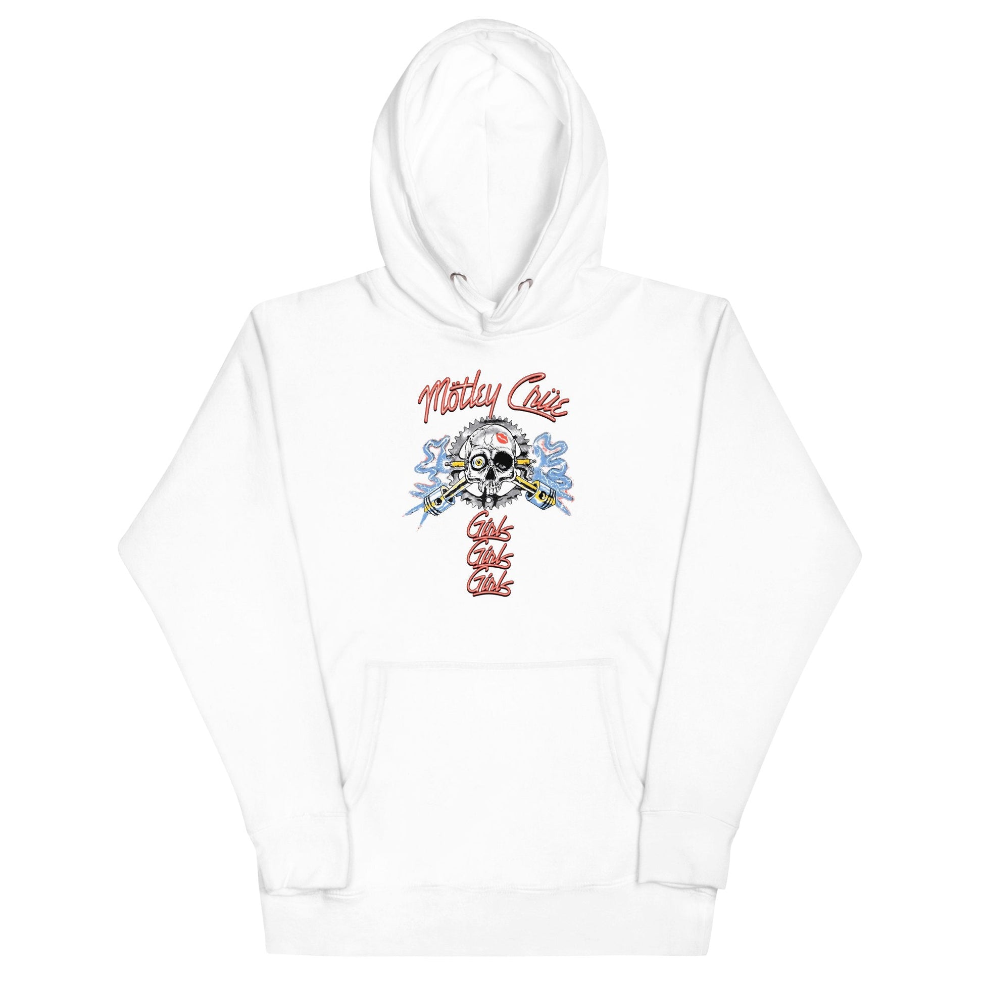 Motley Crue Girl's Skull Classic Mens Officially Licensed Hoodie White