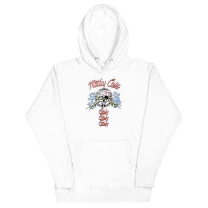 Motley Crue Girl's Skull Classic Mens Officially Licensed Hoodie White