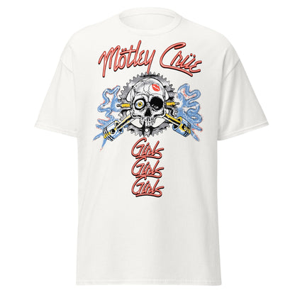 Motley Crue Girl's Skull Jumbo Print Mens T Shirt White