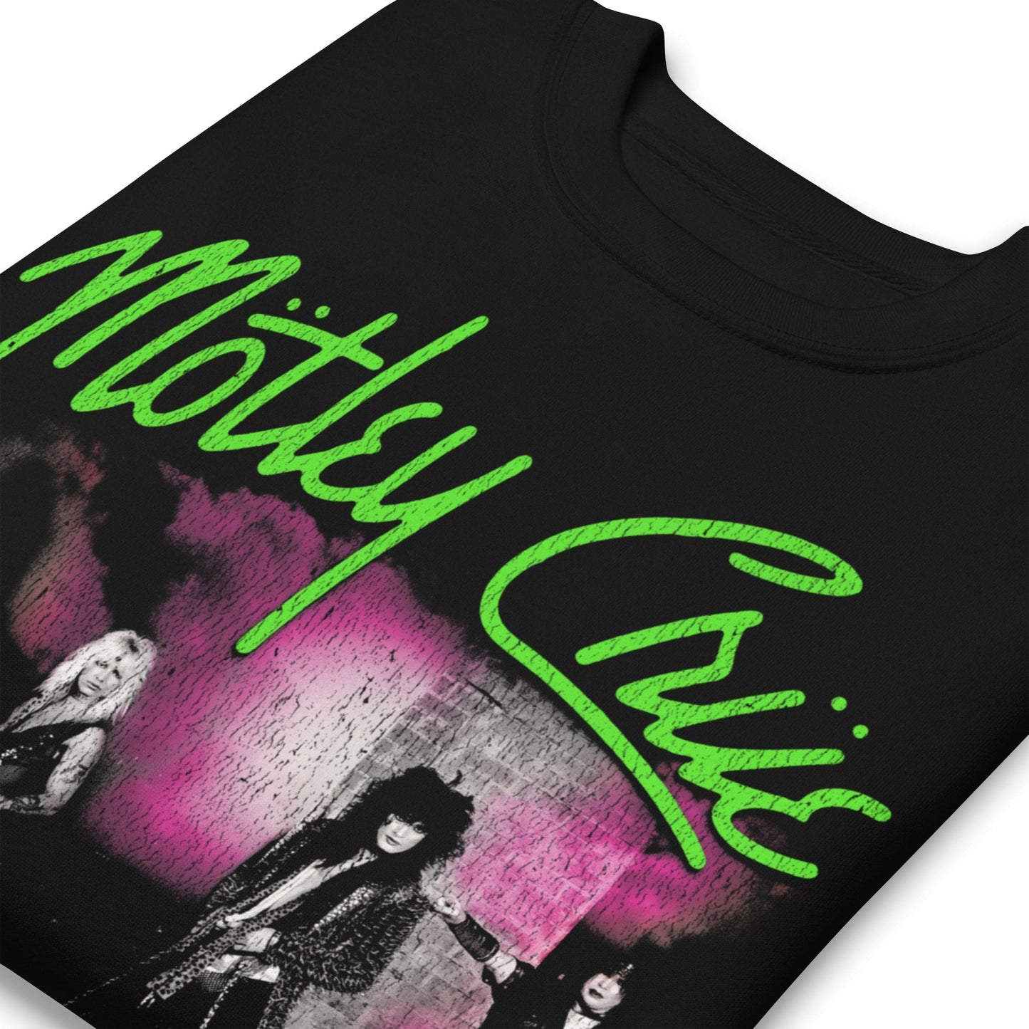 Motley Crue Green Girls Jumbo Print Mens Sweatshirt Black