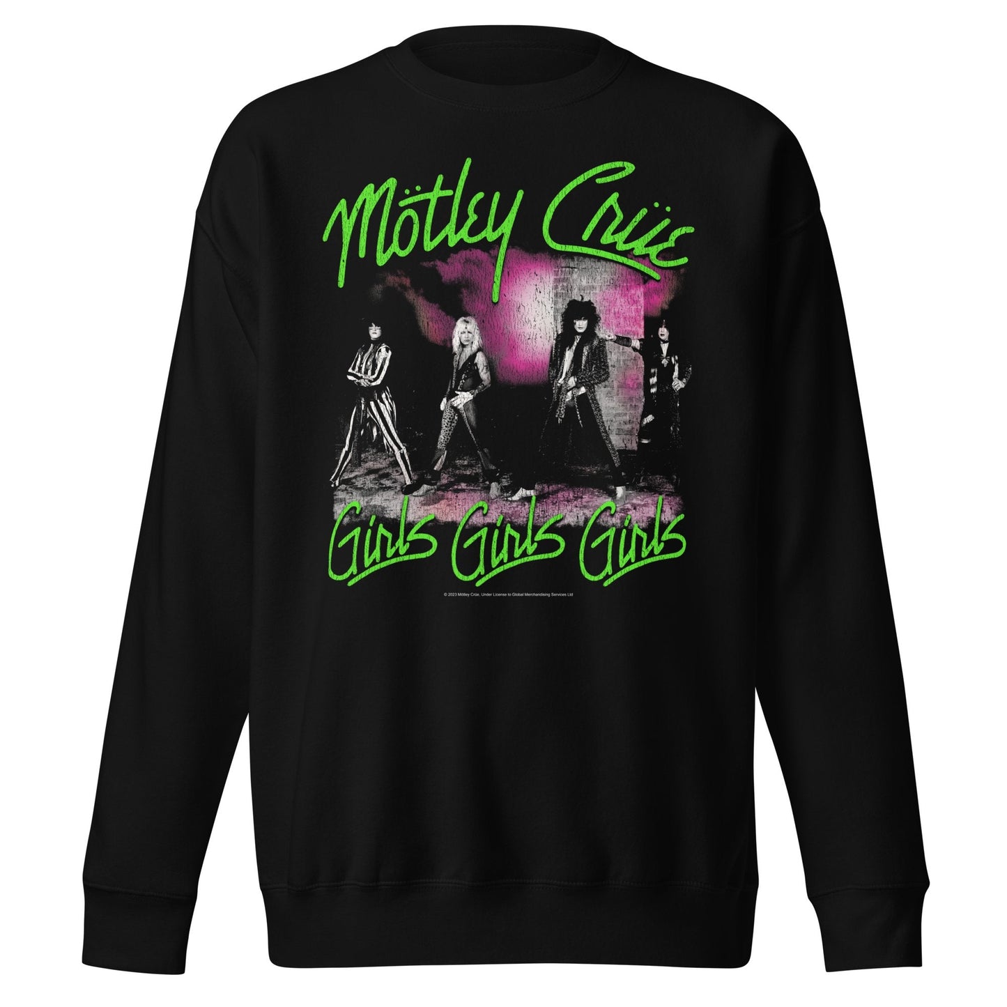 Motley Crue Green Girls Jumbo Print Mens Sweatshirt Black