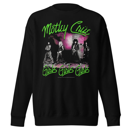 Motley Crue Green Girls Jumbo Print Mens Sweatshirt Black