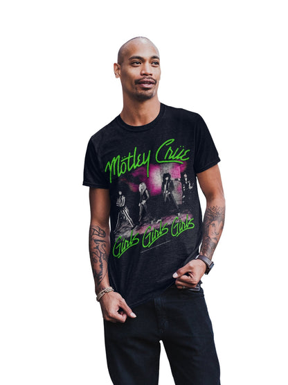 Motley Crue Green Girls Mens T Shirt Black