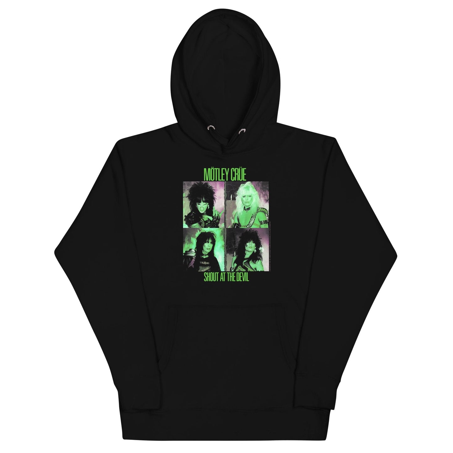 Motley Crue Green Shout Classic Mens Hoodie Black