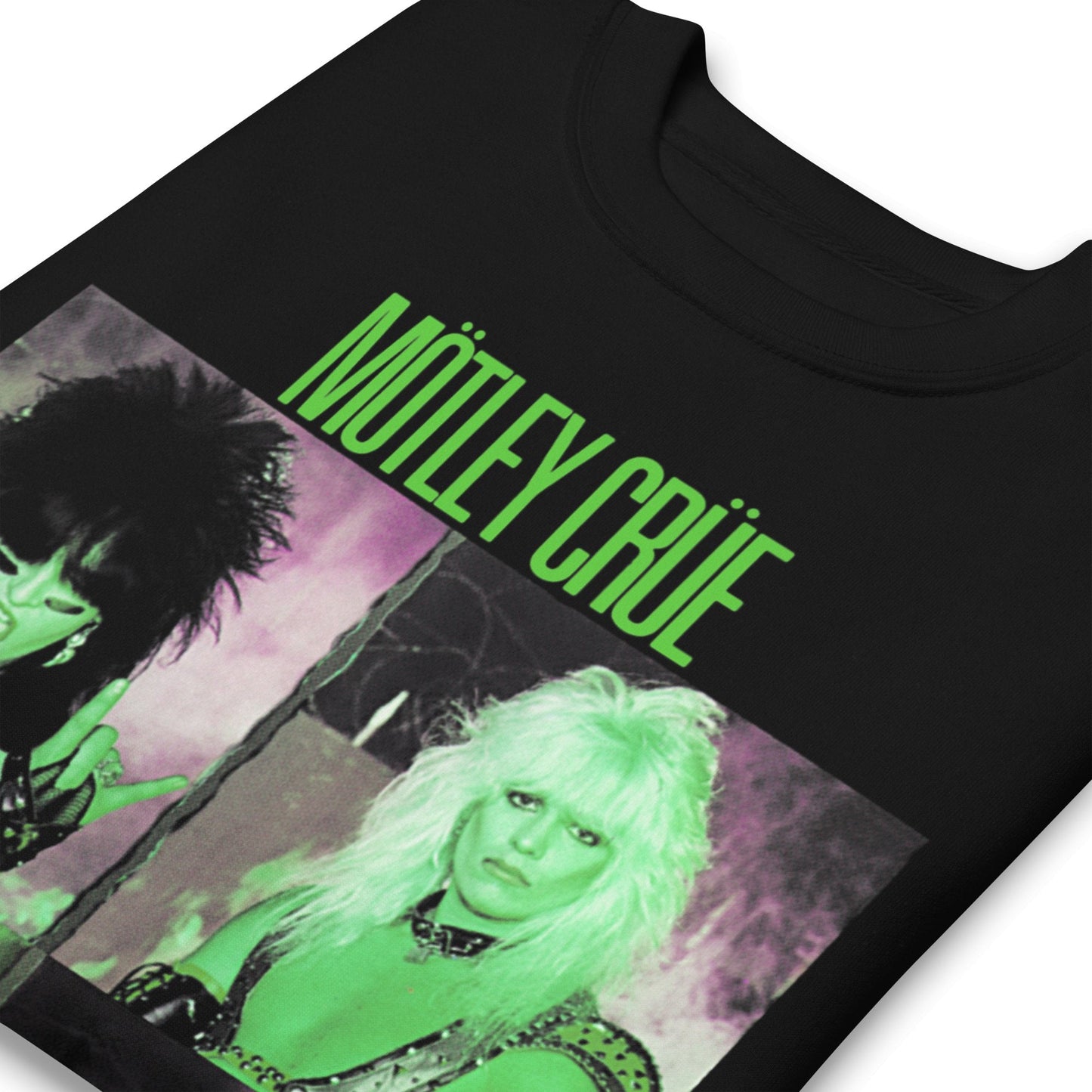 Motley Crue Green Shout Jumbo Print Mens Sweatshirt Black