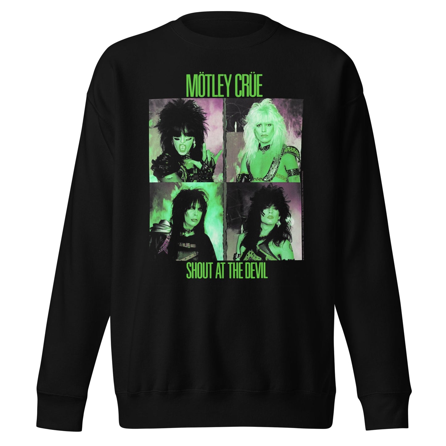 Motley Crue Green Shout Jumbo Print Mens Sweatshirt Black