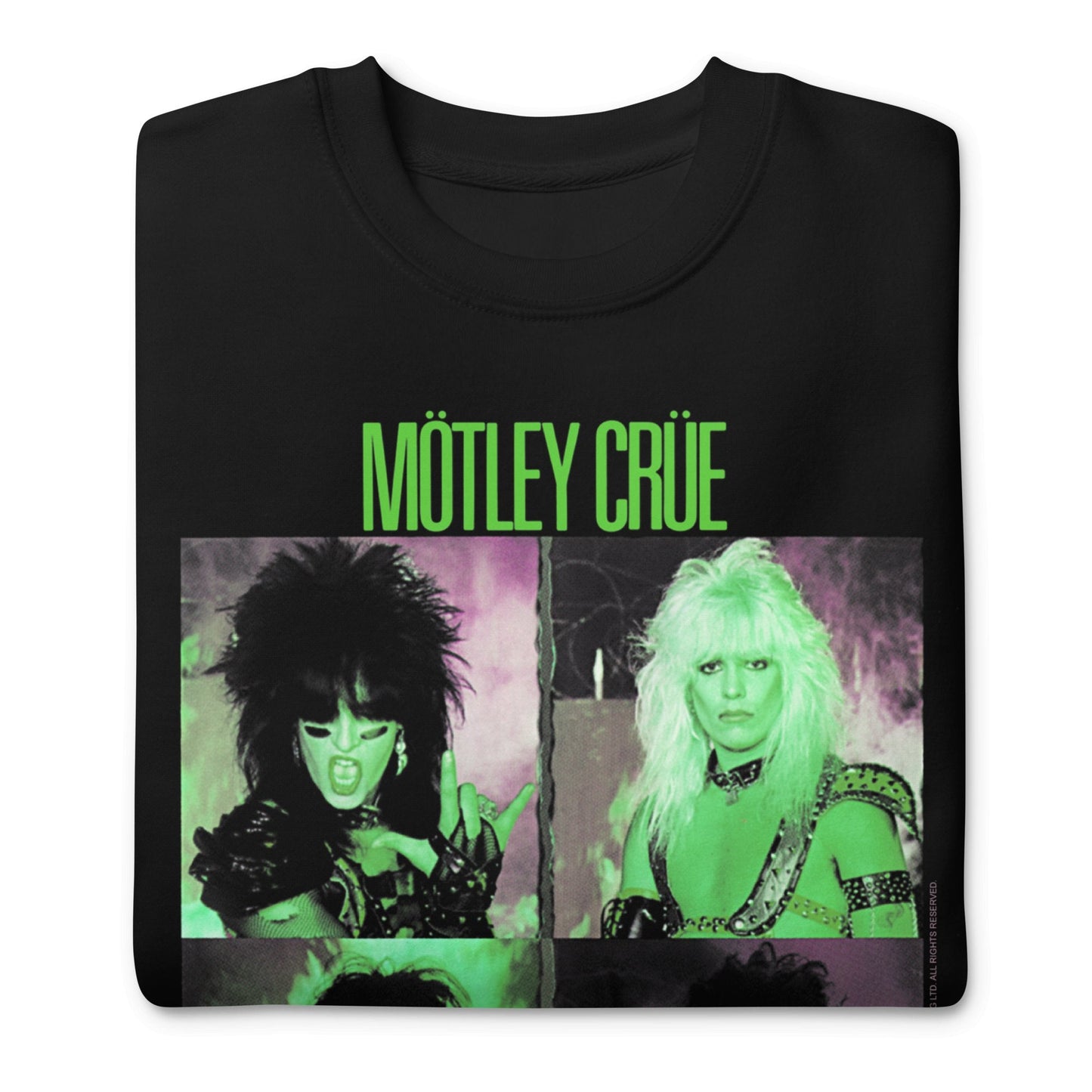 Motley Crue Green Shout Jumbo Print Mens Sweatshirt Black