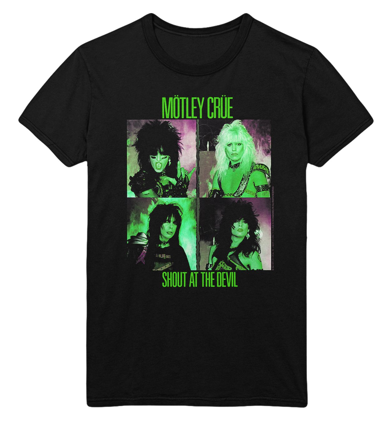 Motley Crue Green Shout Officially Licensed Mens T Shirt Black