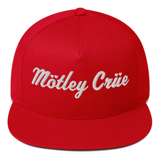 Motley Crue HD Embroidered Snapback Hat Red Officially Licensed