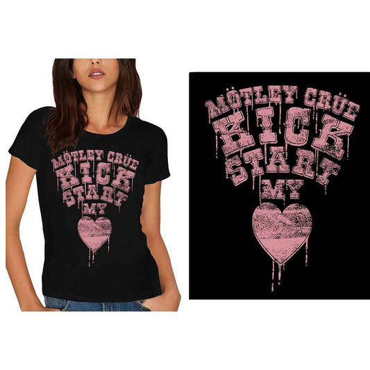 Motley Crue Kick Start My Heart Womens T Shirt Officially Licensed