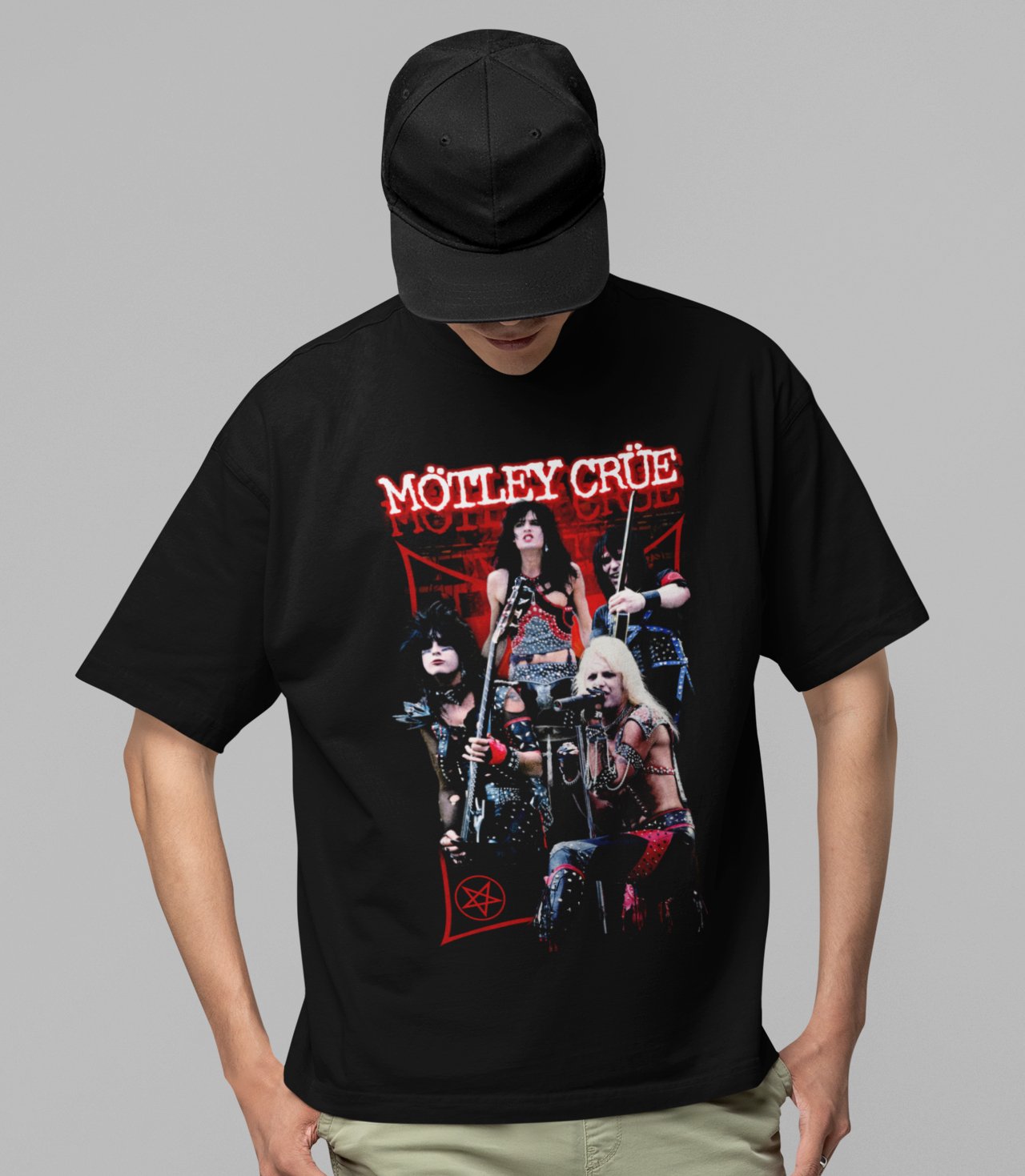 Motley Crue Live Jumbo Print Mens T Shirt Black