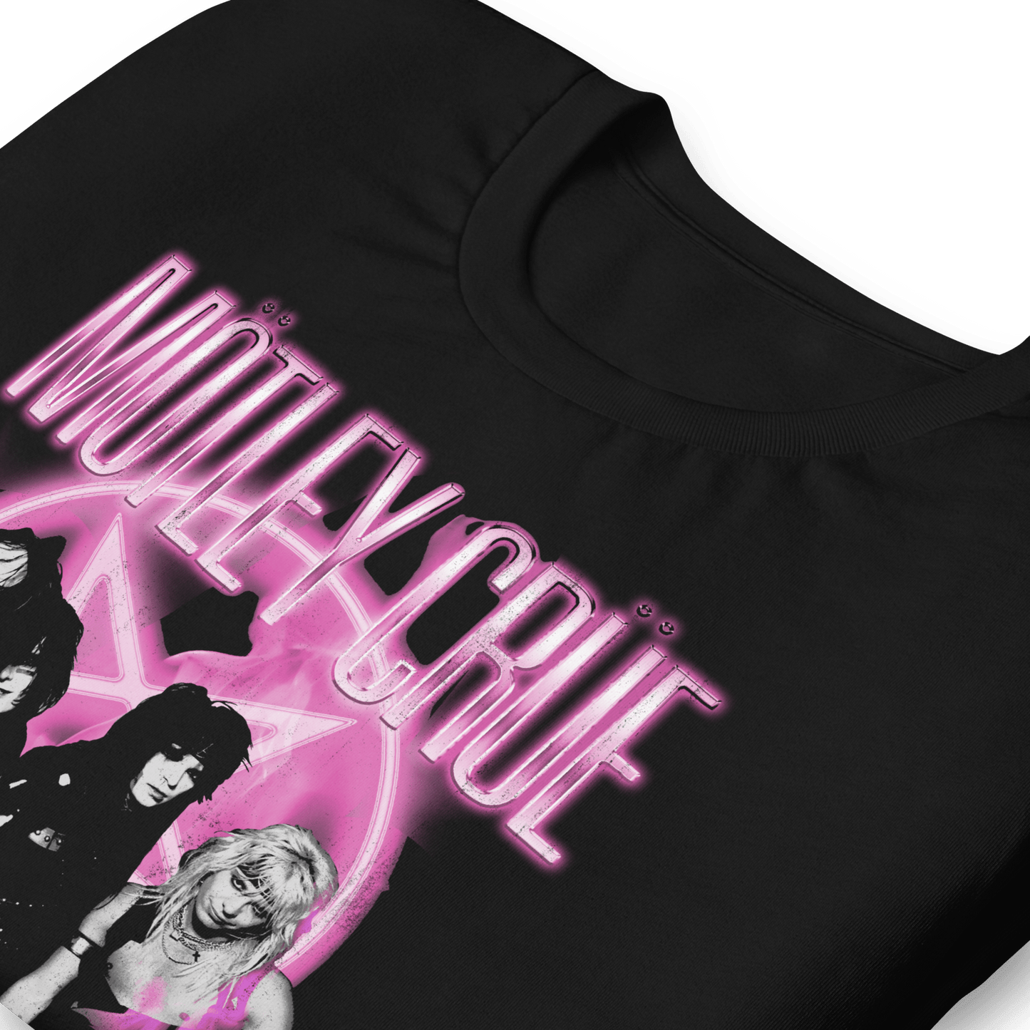 Motley Crue Neon Pink Officially Licensed Mens T Shirt Black