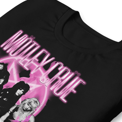 Motley Crue Neon Pink Officially Licensed Mens T Shirt Black