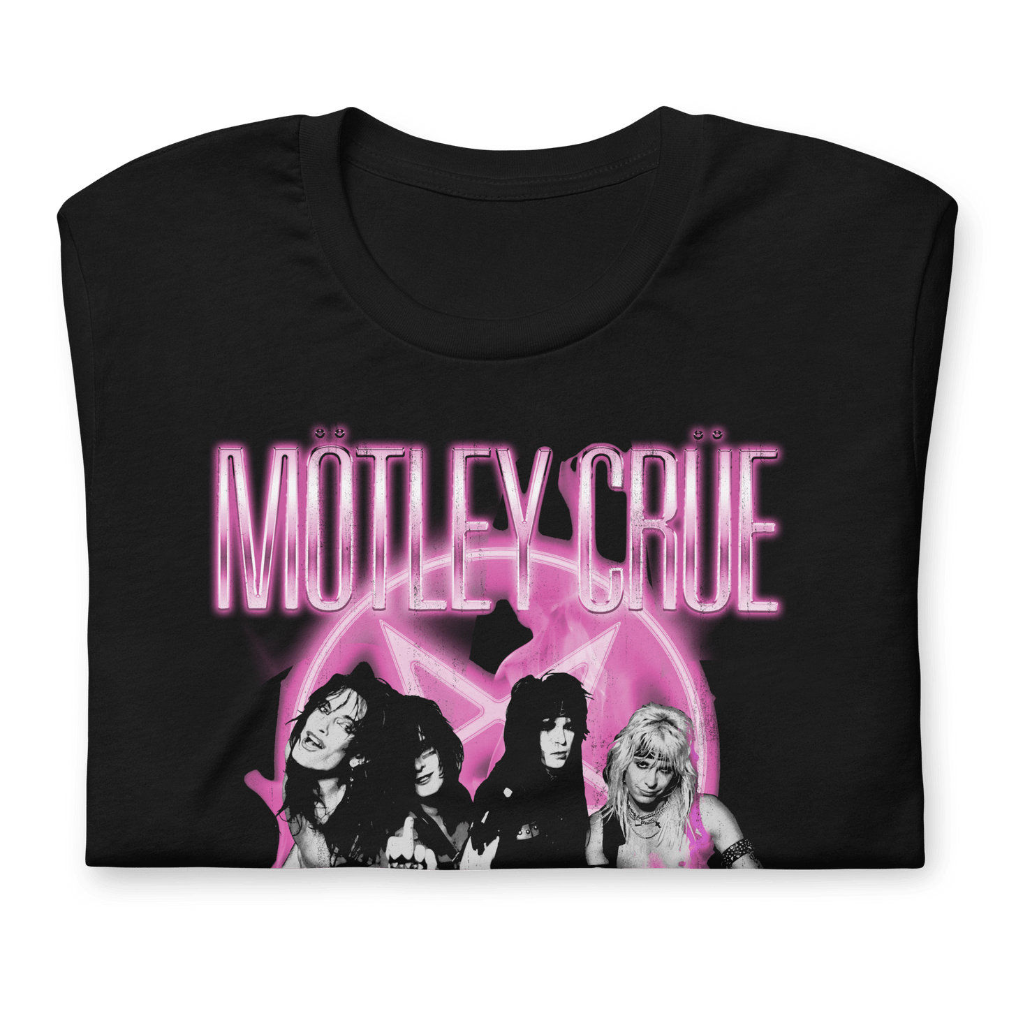 Motley Crue Neon Pink Officially Licensed Mens T Shirt Black