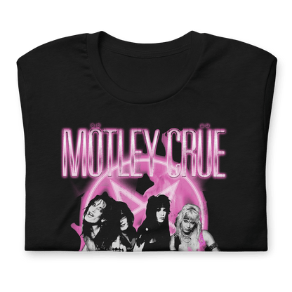 Motley Crue Neon Pink Officially Licensed Mens T Shirt Black