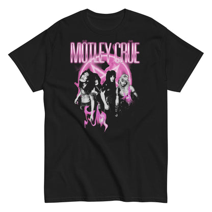 Motley Crue Neon Pink Officially Licensed Mens T Shirt Black