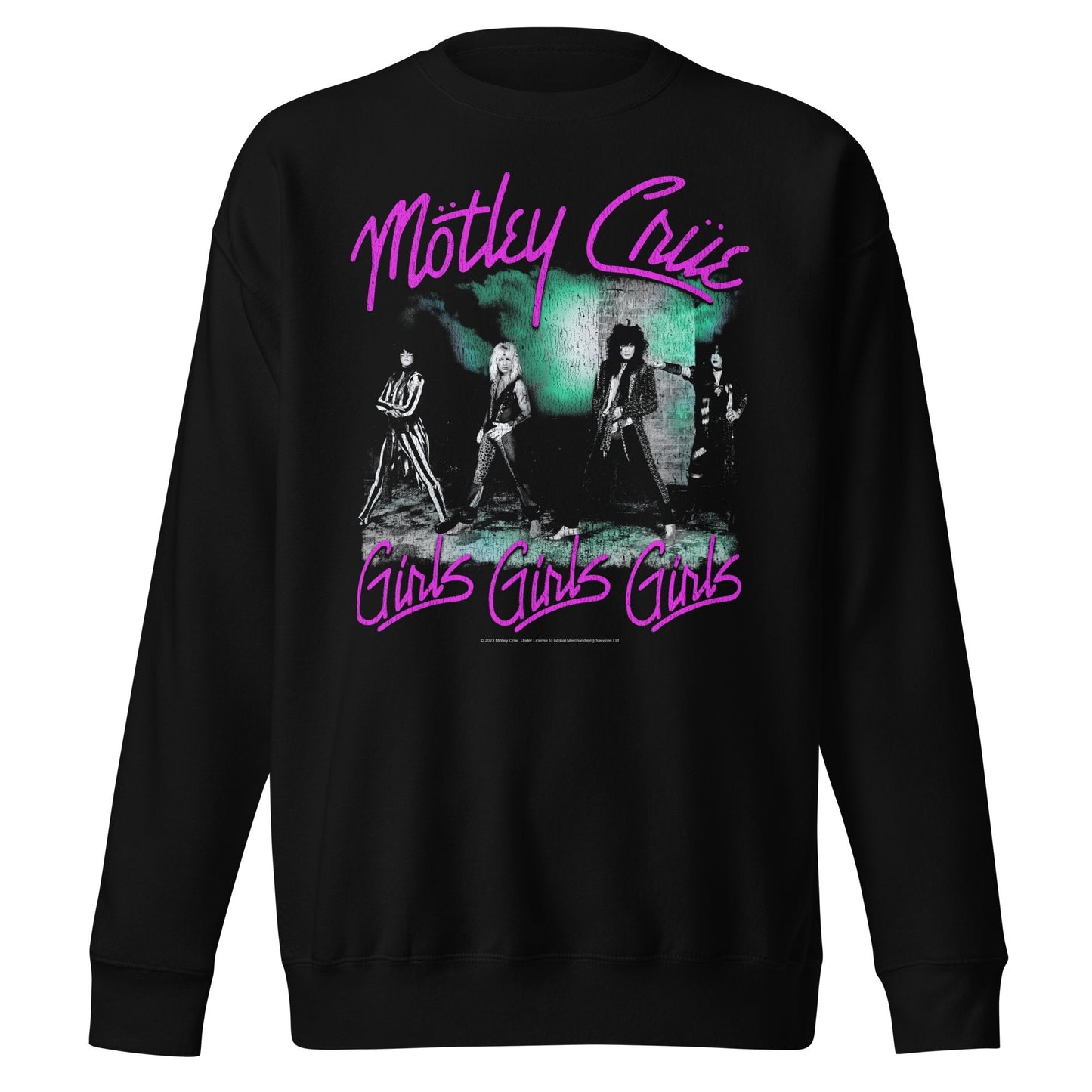 Motley Crue Pink Girls Jumbo Print Mens Sweatshirt Black