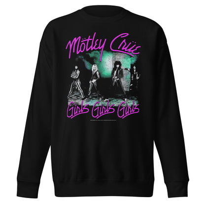 Motley Crue Pink Girls Jumbo Print Mens Sweatshirt Black