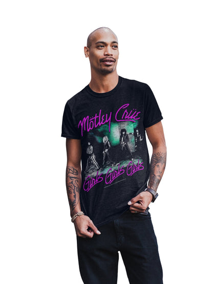 Motley Crue Pink Girls Mens T Shirt Black