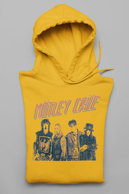 Motley Crue Retro Boomin Classic Mens Officially Licensed Hoodie Gold