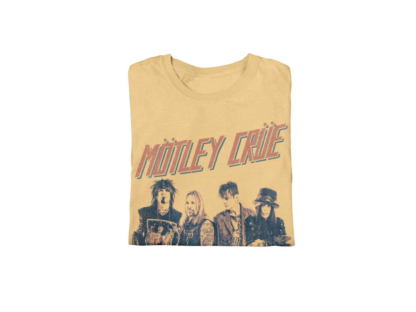 Motley Crue Retro Boomin Jumbo Print Mens T Shirt Yellow