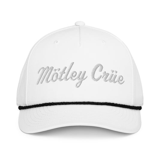 Motley Crue Roped Snapback HD Embroidered Hat White Officially Licensed