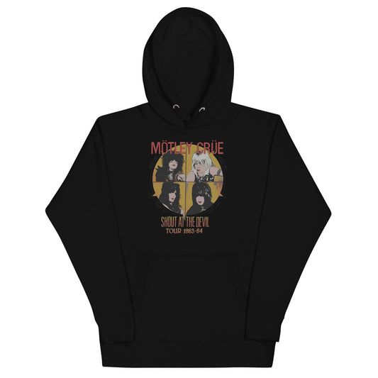 Motley Crue Shout 83/84 Tour Classic Mens Officially Licensed Hoodie Black