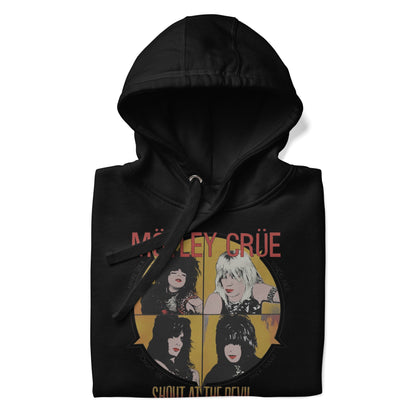 Motley Crue Shout 83/84 Tour Classic Mens Officially Licensed Hoodie Black