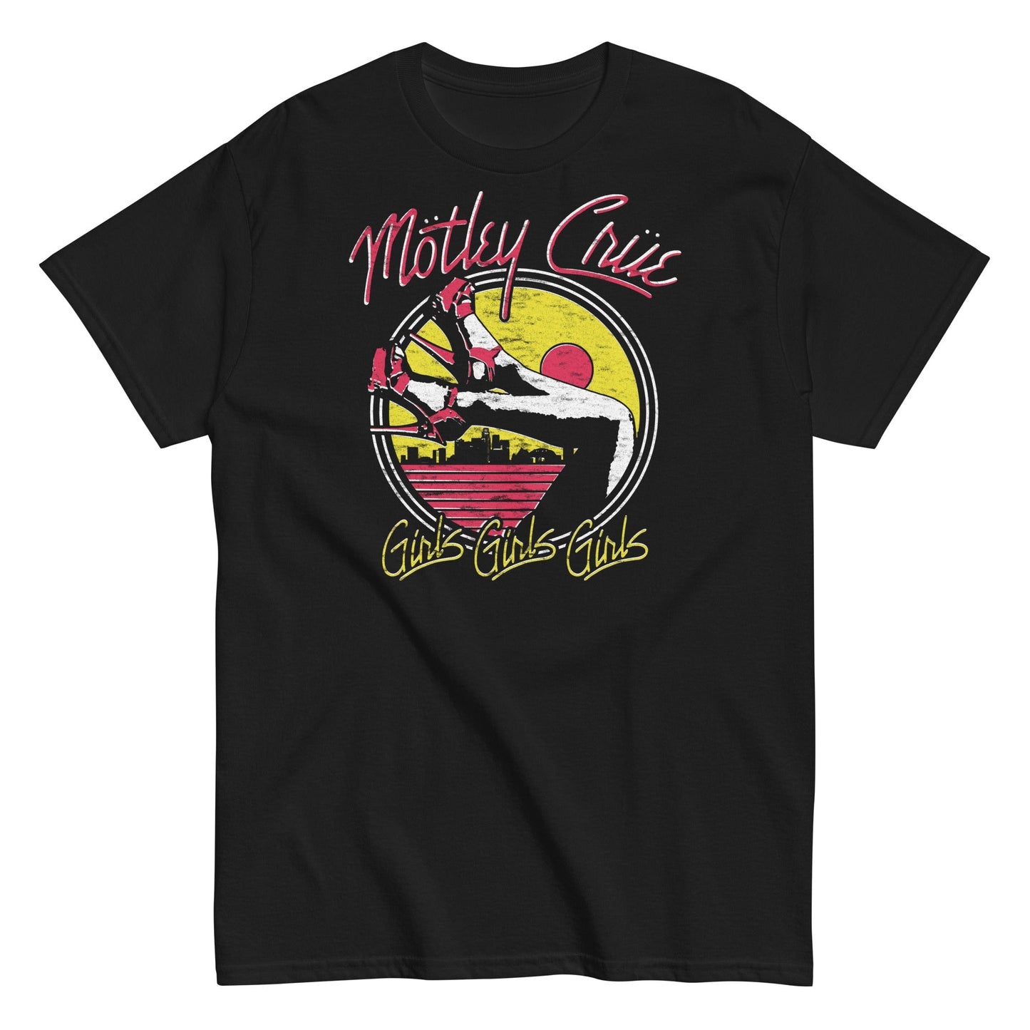 Motley Crue Sunset Girls Mens T Shirt Black