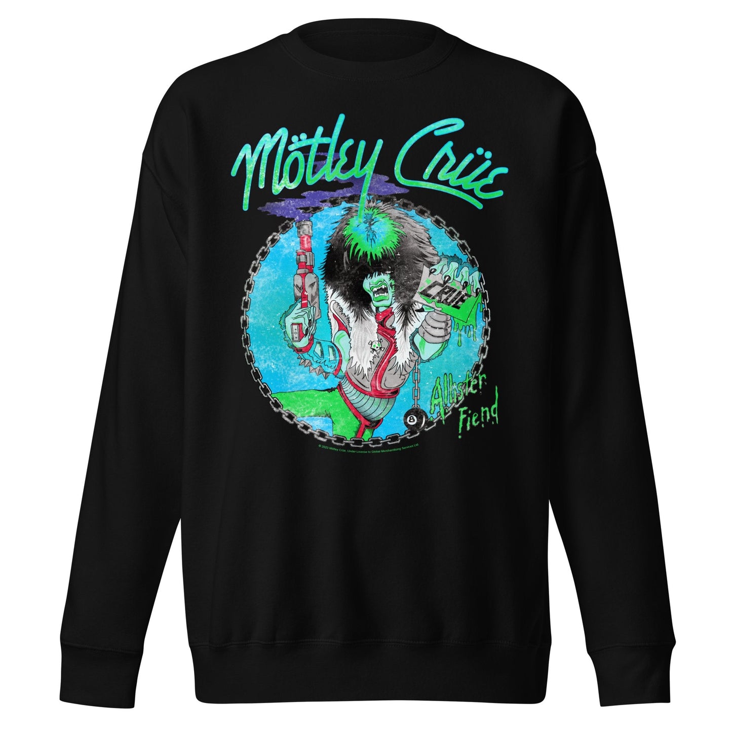 Motley Crue Turquoise Allister Jumbo Print Mens Sweatshirt Black