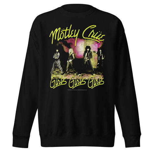 Motley Crue Yellow Girls Jumbo Print Mens Sweatshirt Black