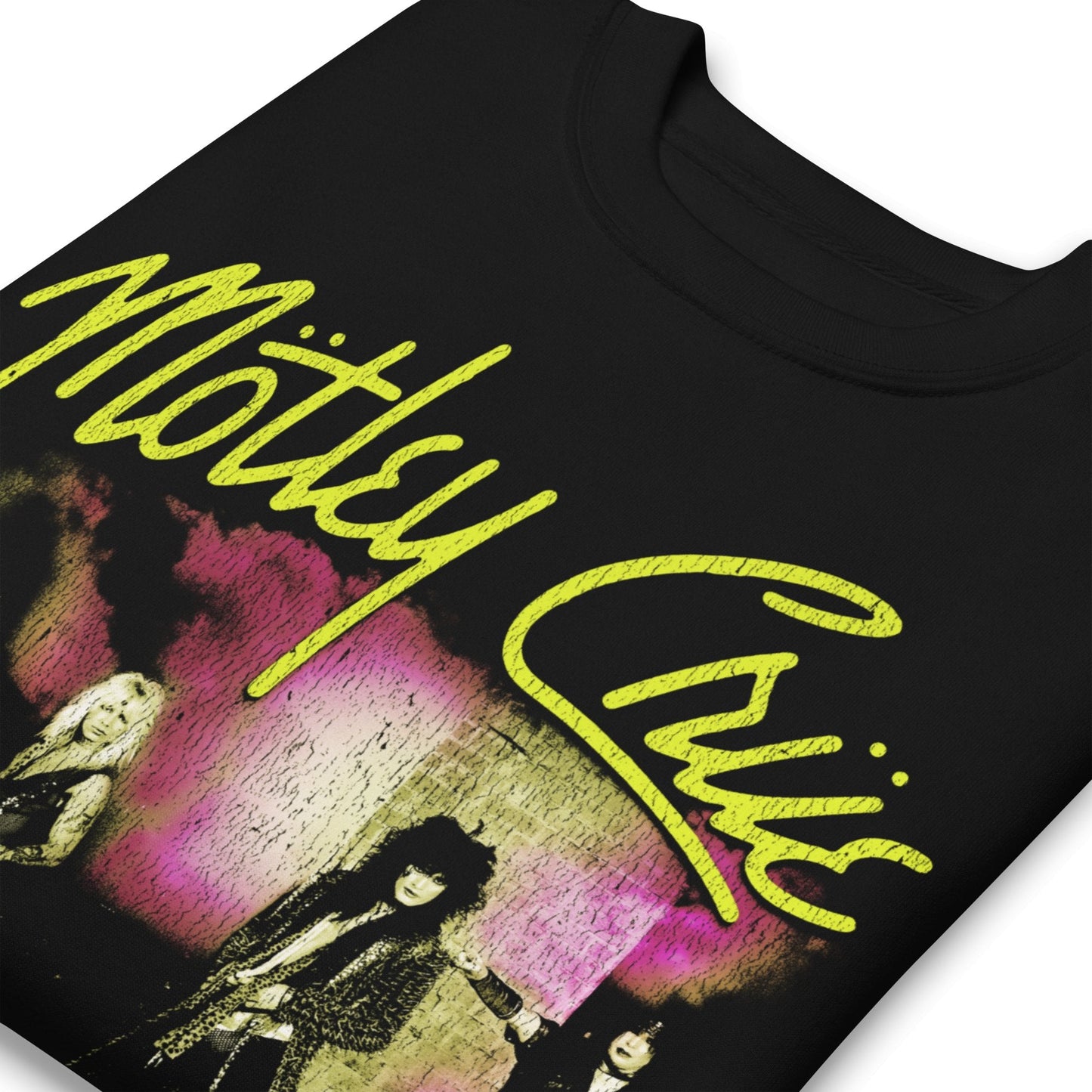 Motley Crue Yellow Girls Jumbo Print Mens Sweatshirt Black