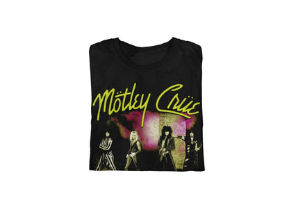 Motley Crue Yellow Girls Mens T Shirt Black