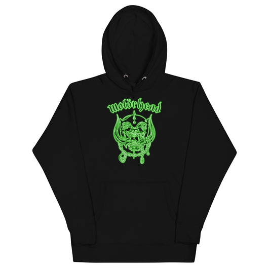 Motorhead Neon Green Warpig Mens Hoodie Black