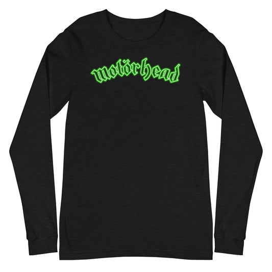 Motorhead Neon Green Moon Mens Long Sleeve Shirt Black