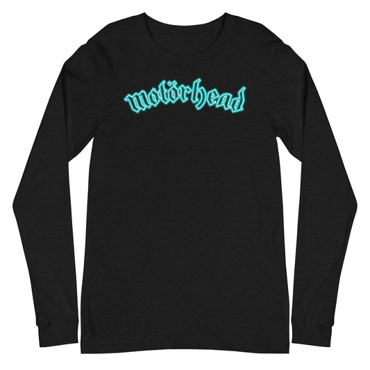 Motorhead Neon Teal Moon Mens Long Sleeve Shirt Black