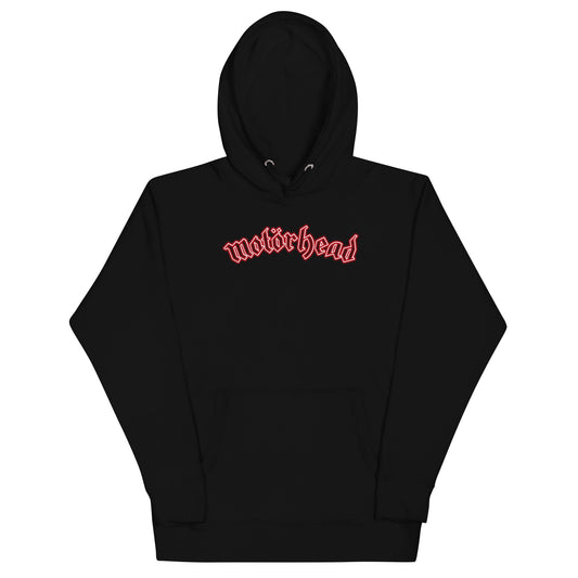 Motorhead Neon Red Ace Mens Hoodie Black