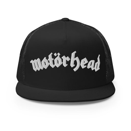 Motorhead Logo Flat Brim Trucker Hat Black