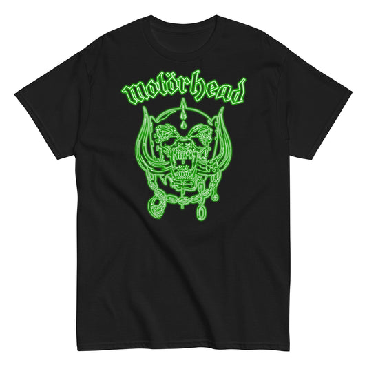 Motorhead Neon Green Warpig Mens T Shirt Black