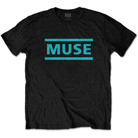 Muse Light Blue Logo T Shirt Black Officially Licensed