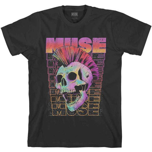 Muse Mowhawk Skull T Shirt Black Officially Licensed