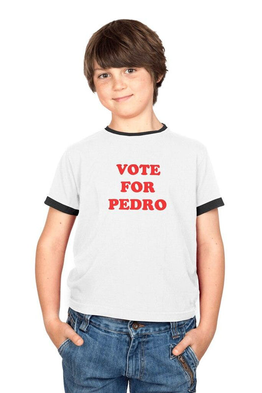 Napoleon Dynamite Vote For Pedro Youth Kids Ringer T Shirt White