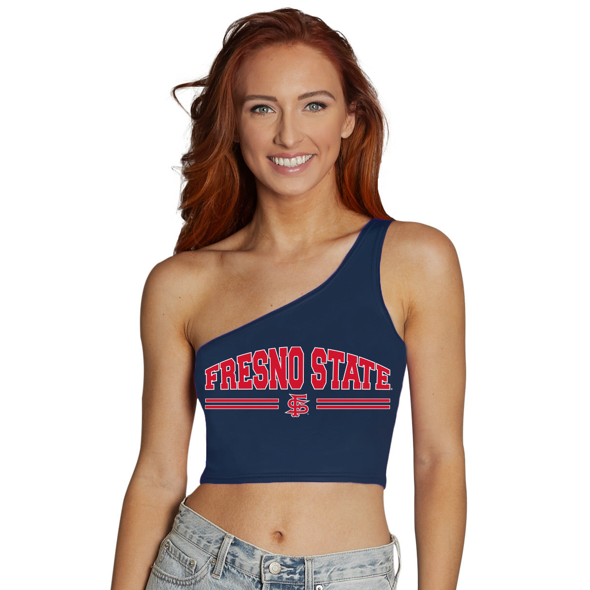 Fresno State Navy Womens One Shoulder Tank Top Officially Licensed