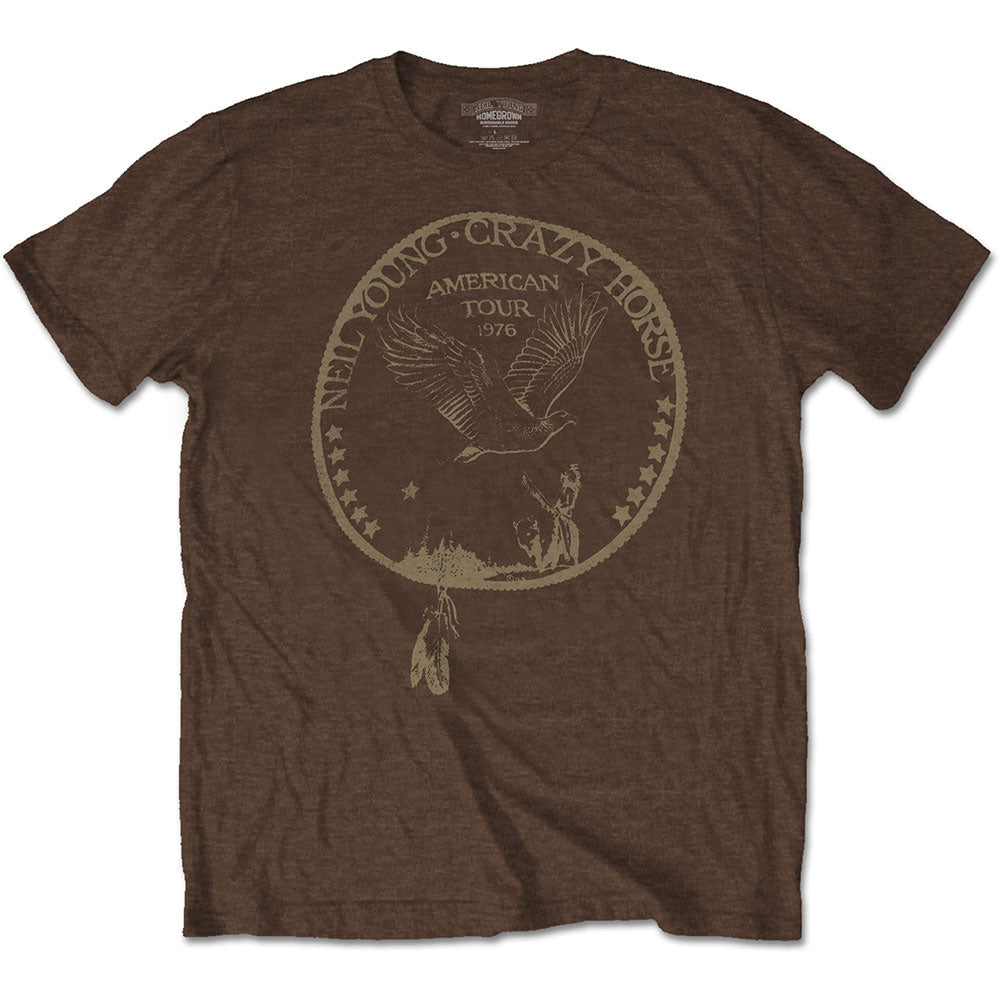 Neil Young Tour '76 Seal Mens T Shirt Brown Officially Licensed