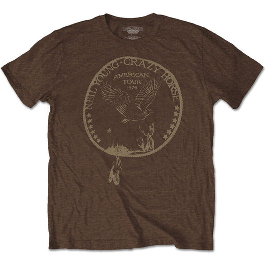 Neil Young Tour '76 Seal Mens T Shirt Brown Officially Licensed
