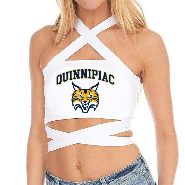 Quinnipiac White Multi Way Womens Bandeau Top Officially Licensed