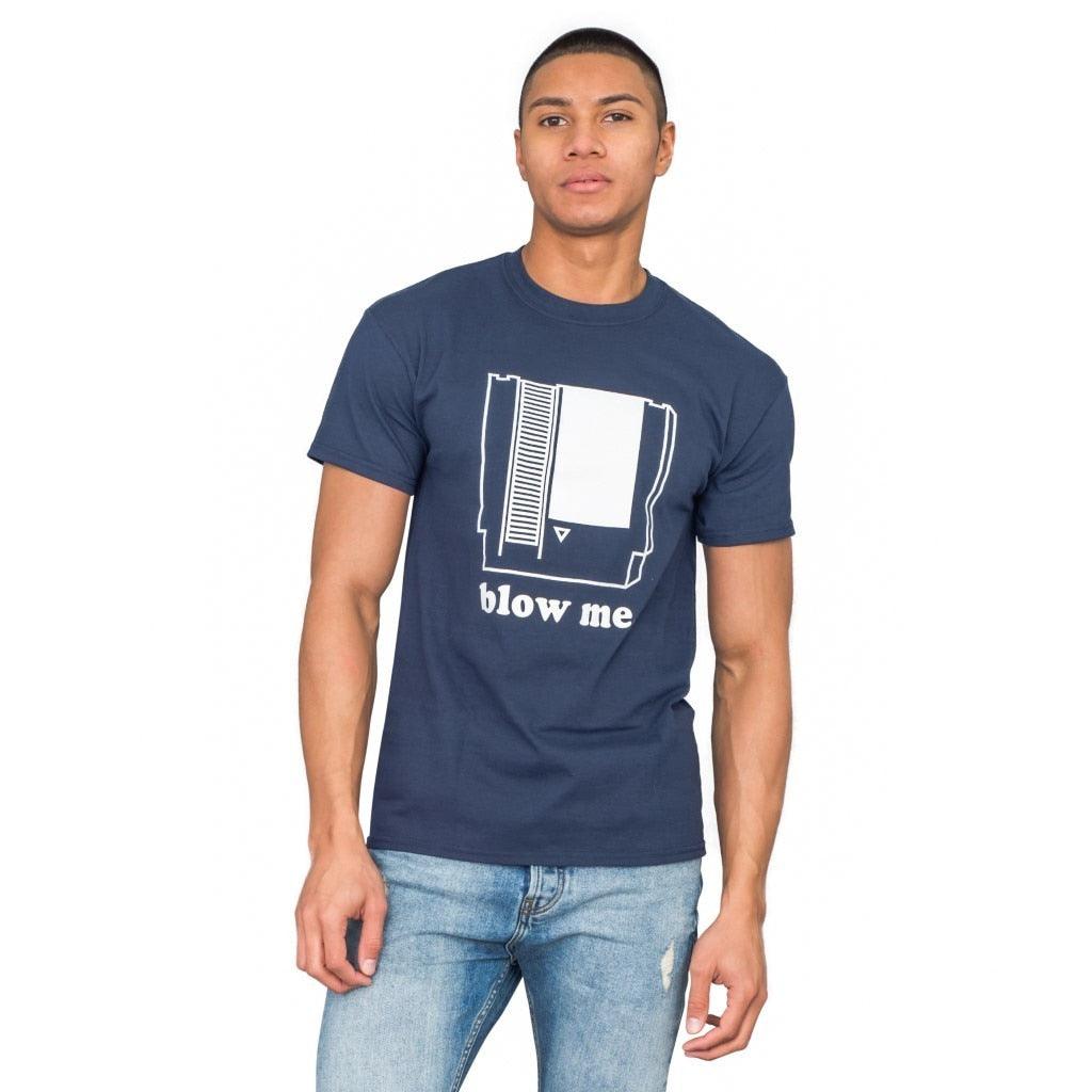 Nintendo Blow Me Navy Adult T-shirt